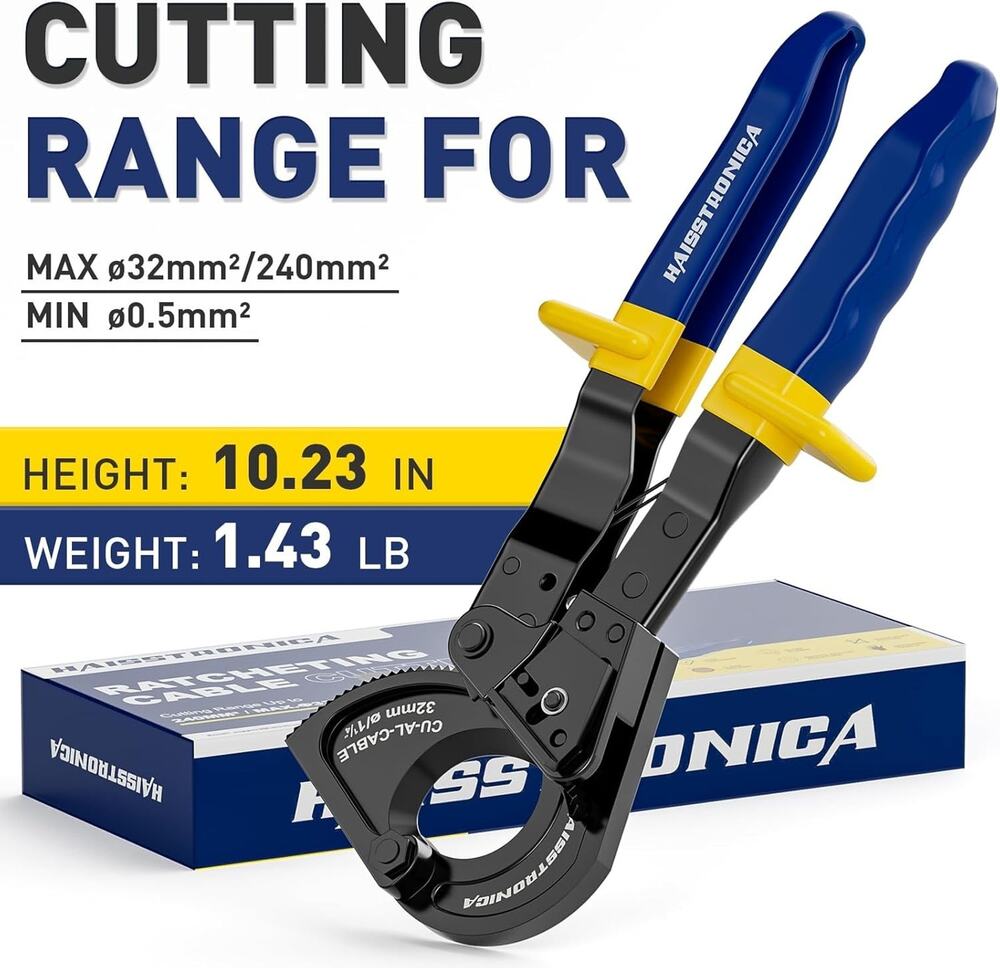Ratchet Cable Cutters,Heavy Duty Wire Cutters for Cutting Electrical Copper & Al